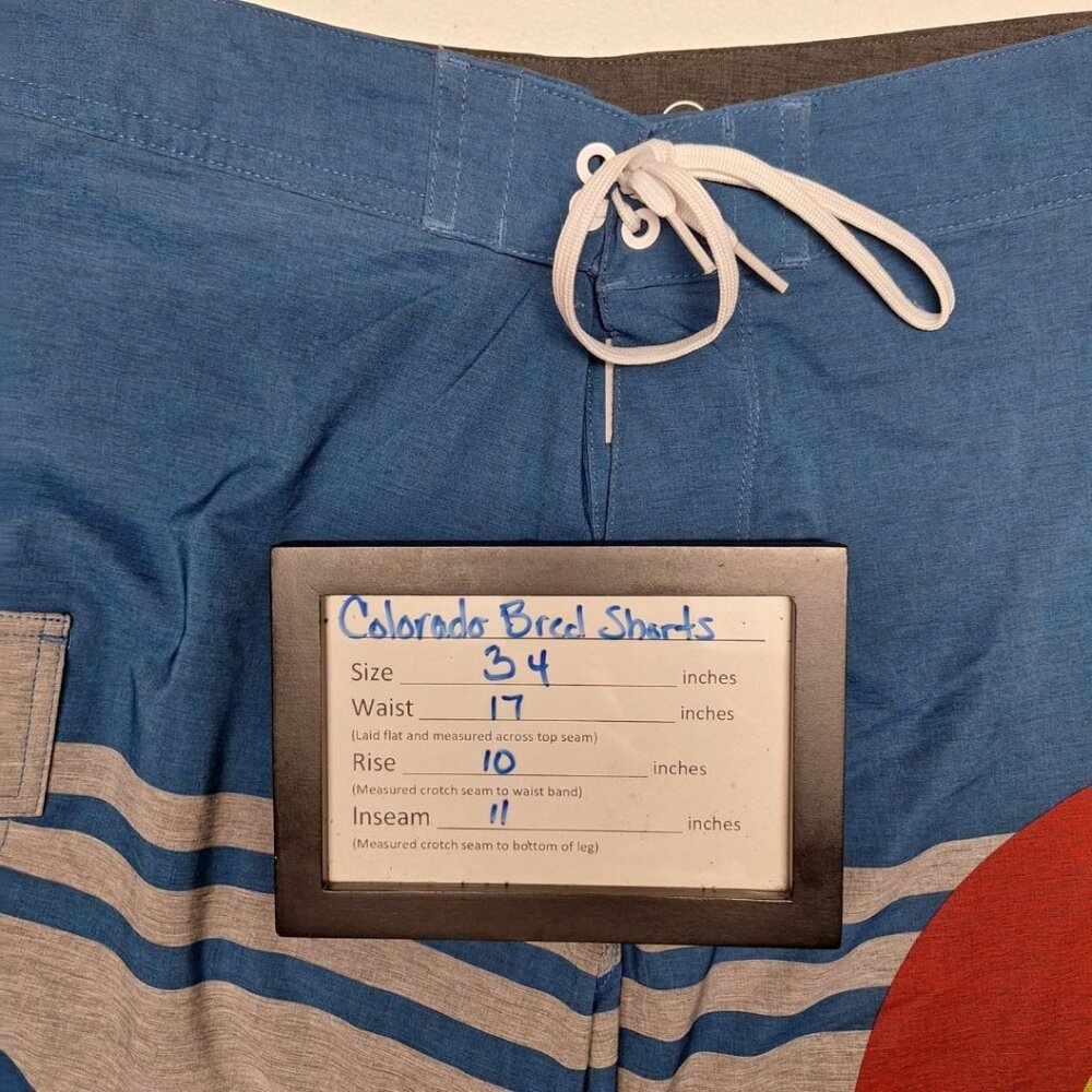 Colorado Bred Board Shorts Swim‎ Trunks Mens 34 Blue Pocket Drawstring Summer - Picture 5 of 8